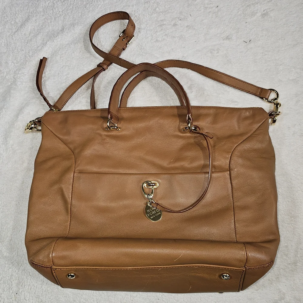 henri bendel Cognac Leather Tote with Removable Strap